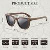 [SUNGAIT] Wooden Sunglasses for Men and Women, Square Polarized, All-Wood Sunglasses, Retro, Lightweight, with Case (Walnut FrameGray Lens)