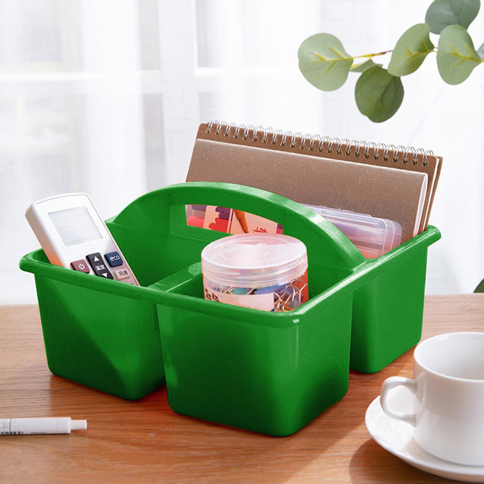 

Desktop with Handles, Compartments Storage Basket Bin, Craft Storage Organizer Case, Classroom Storage