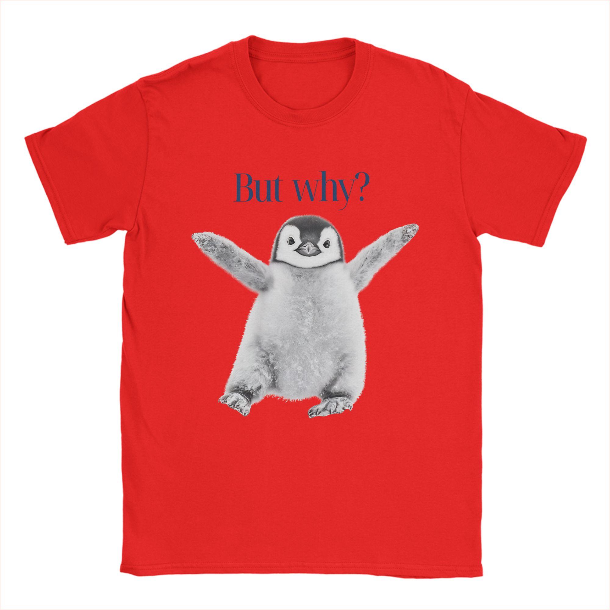 

Vintage Trendy Nihilist Penguin But Why Nihilist Penguin Goes Toward The Mountain Meme TShirts Unisex Crew Neck Plus Size Tops S