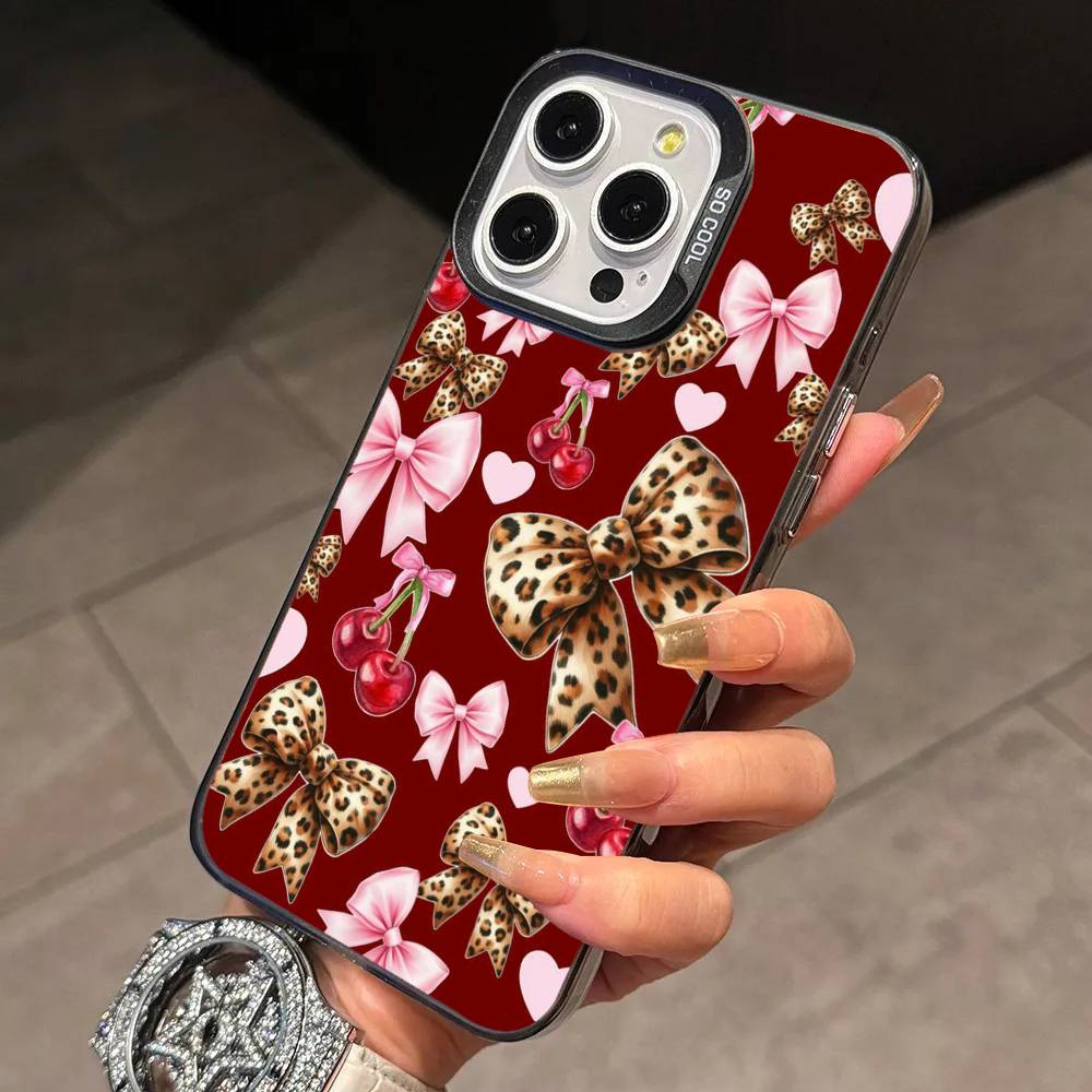 Luxury Wine R-Red Cherry   Phone Case For iPhone 17,16,15,14,13,12,11 Plus,Pro Max,XS,Colorful Silver Phone case Funda Cover iPhone15promax