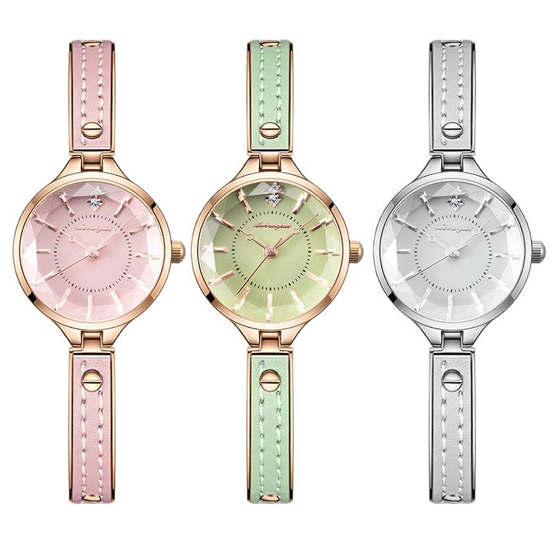 Premium Semi-Bracelet Watch Women'S Small Exquisite Light Luxury Niche Mini Bracelet Watch Green Watch