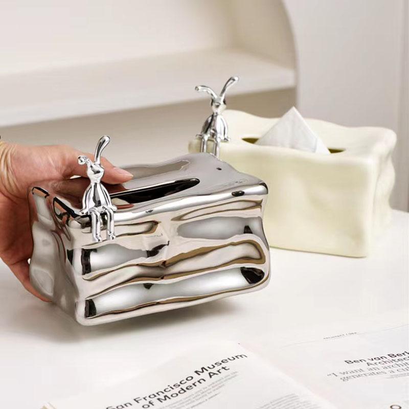 Kaufe Unregelmäßige Taschentuchbox aus Keramik mit Gletscher-Serviettenhalter, Taschentuchetui, koreanische Raumdekoration, moderne Keramik, Taschentuchbox für den Tisch zum Preis ab 74