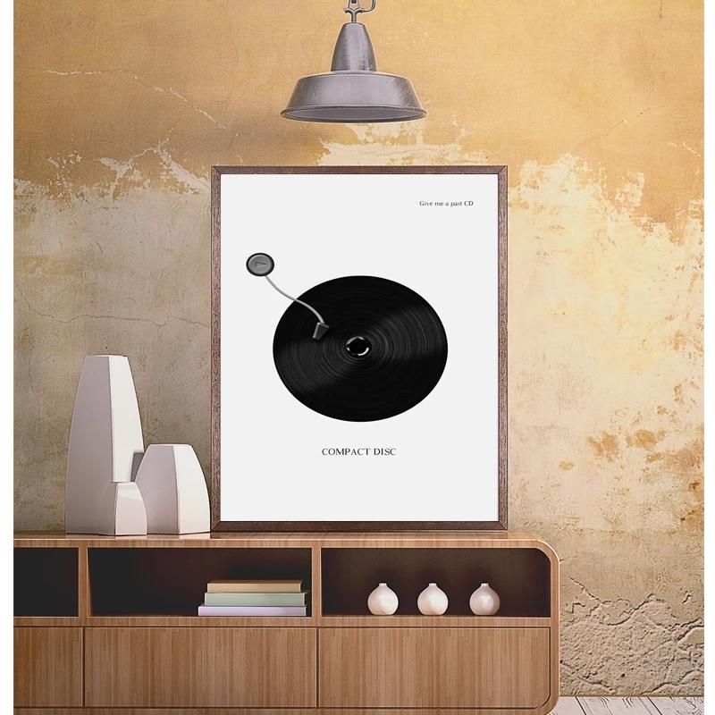 Poster e Stampe di Dischi di Pianoforte in Bianco e Nero Note Musicali Arte da Parete Dipinto su Tela Immagini Nordiche per Decorazione Casa Cuadros