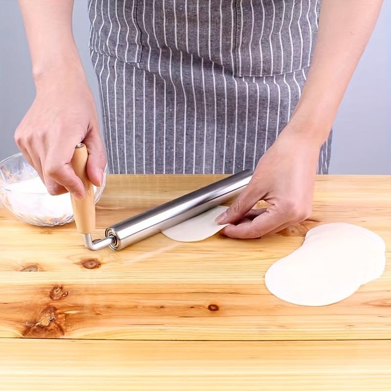 1pc Adjustable Rolling Pin, 304 Stainless Steel Heavy Duty Kitchen Rolling Pin with Ergonomic Handle for Perfectly Shaped Pastries, Dumplings