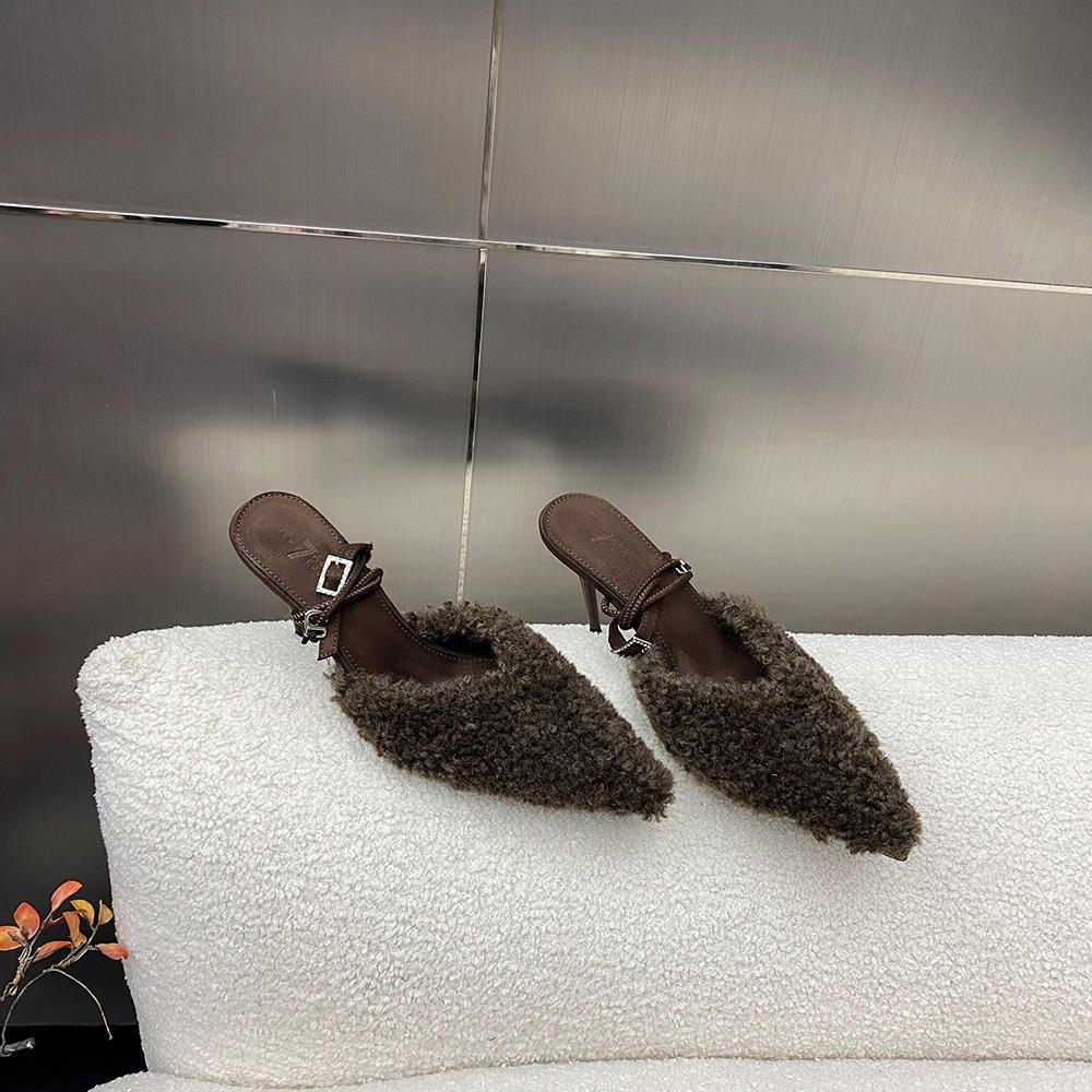 

модные женские босоножки с острым носком, меховой дизайн, тонкие высокие каблуки, перекрещивающиеся ремешки, туфли-лодочки для вечеринок 2024 года, новые поступления, сексуальные свадебные босоножки 40 250 коричневый