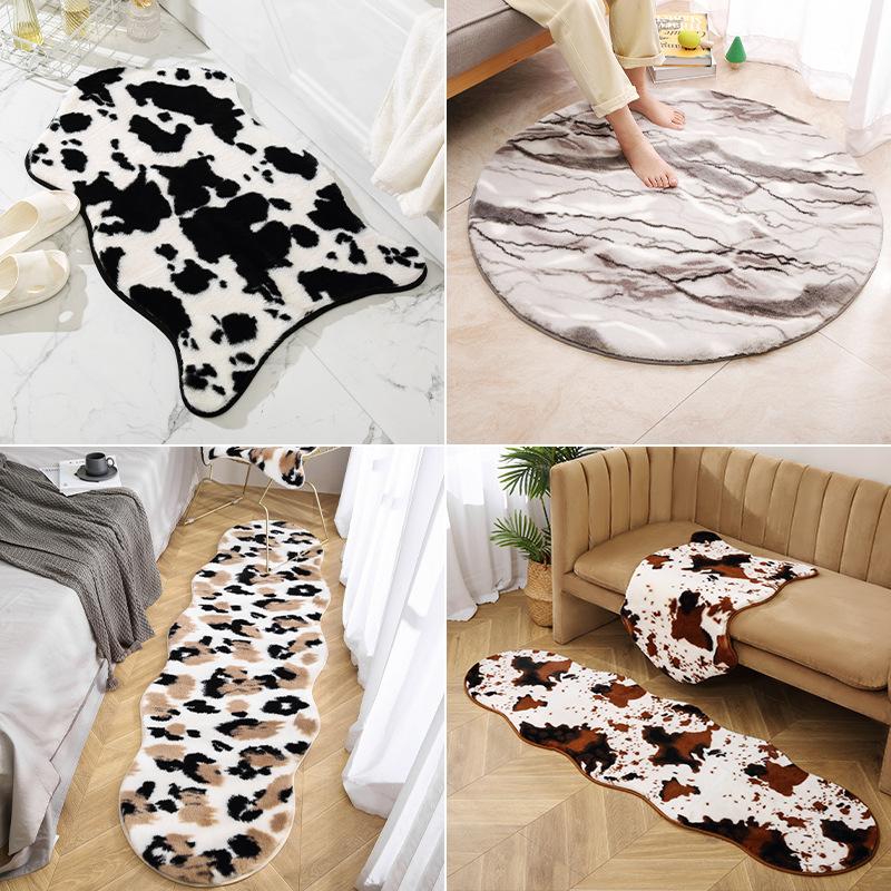 Plush-touch Carpet Living Room Bedroom Fur Cushion Bed Blanket Cloakroom White Sofa Floor Mat Bay Window Space Mat Durable