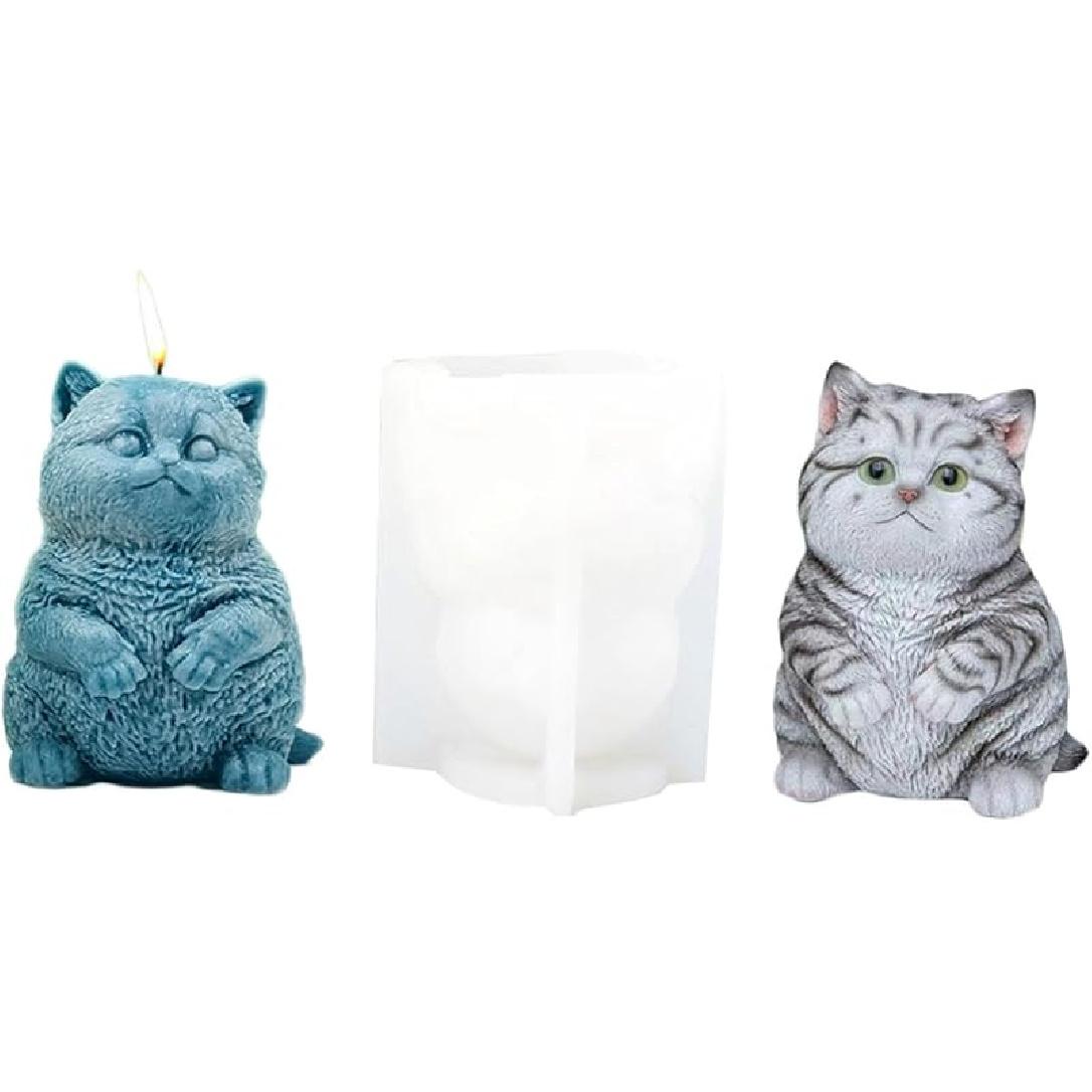Fat Cat Candle Mold Animal Epoxy Resin Mold 3D Cat Silicone Mold for Fondant, Soy Wax Candle, Soap, Plaster, Epoxy Resin Casting, DIY Crafts (S) S