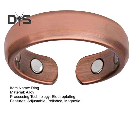 Lady Magnetic Ring Adjustable Opening Design Polished Smooth Electroplated Alloy Simple Style Finger Jewelry for Party Daily Life Date