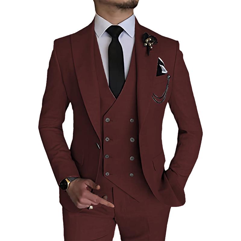 Men's Business Three-Piece Suit - Wedding Groom & Best Man Formal Attire Set