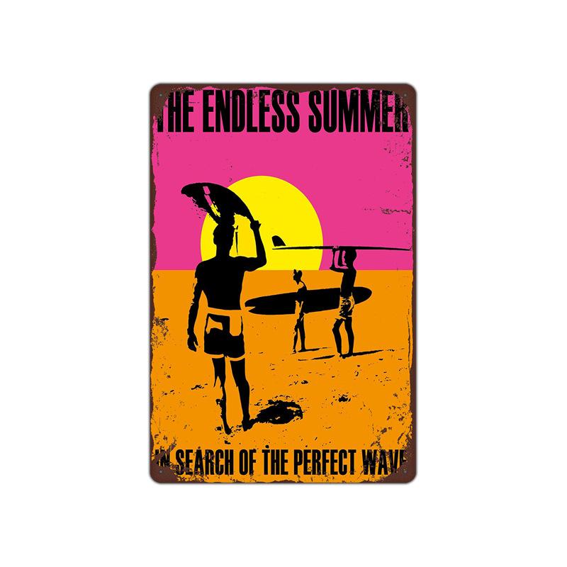 Summer Beach Sunset Metal Tin Sign Plaques Scenery Iron Painting Cafe Bar  Home Decor Seaside House Wall Tin Plate Poster