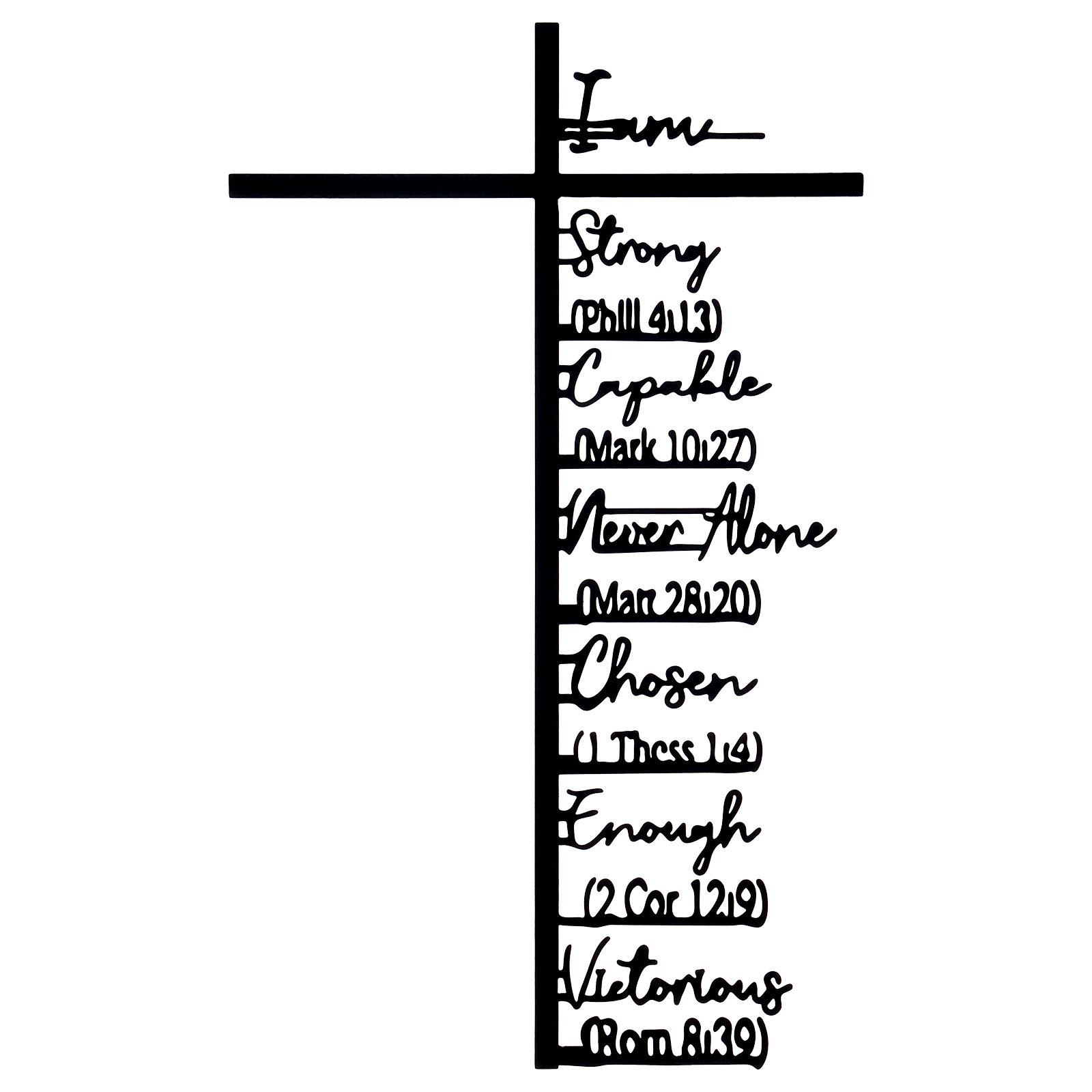 

Metal Cross Wall Art Scripture Inspiring Faith Declaration Design Vintage Wall Décor Cross Hanging Art for Home Church Décor чорний