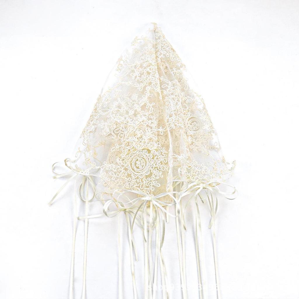 French Lace Bow Ribbon Veil for Bridal Photography