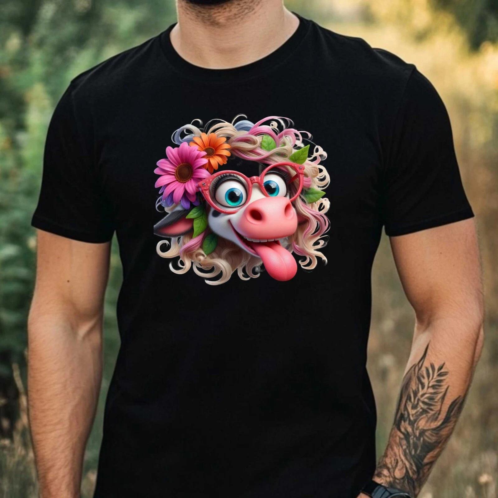 T-Shirt Herren Lustige Kuh Motiv Baumwolle Größe XS bis 5XL XXXL