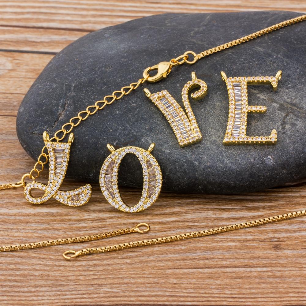 Nidin Light Luxury A-Z 26 Letters Necklace Zircon Pendant for Women Initials Name Necklace Fashion Party Wedding Jewelry Gift