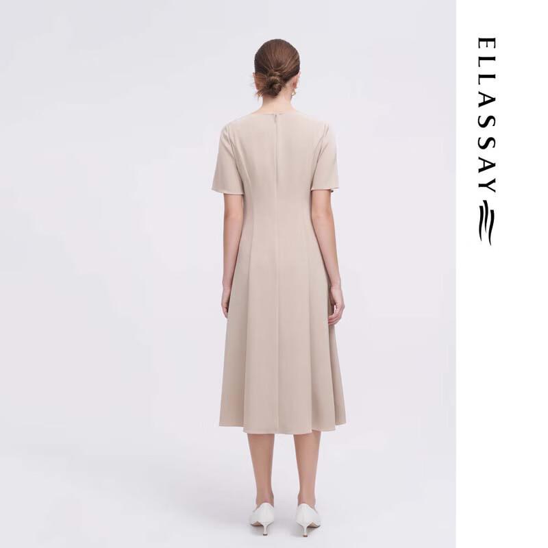 ELLASSAY Elegant Short-Sleeve Patchwork Midi Dress