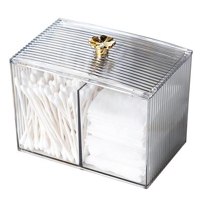 Porta cotton fioc in plastica trasparente Contenitore per batuffoli di cotone Organizer per il trucco Contenitore per cosmetici Barattoli con coperchio per il bagno