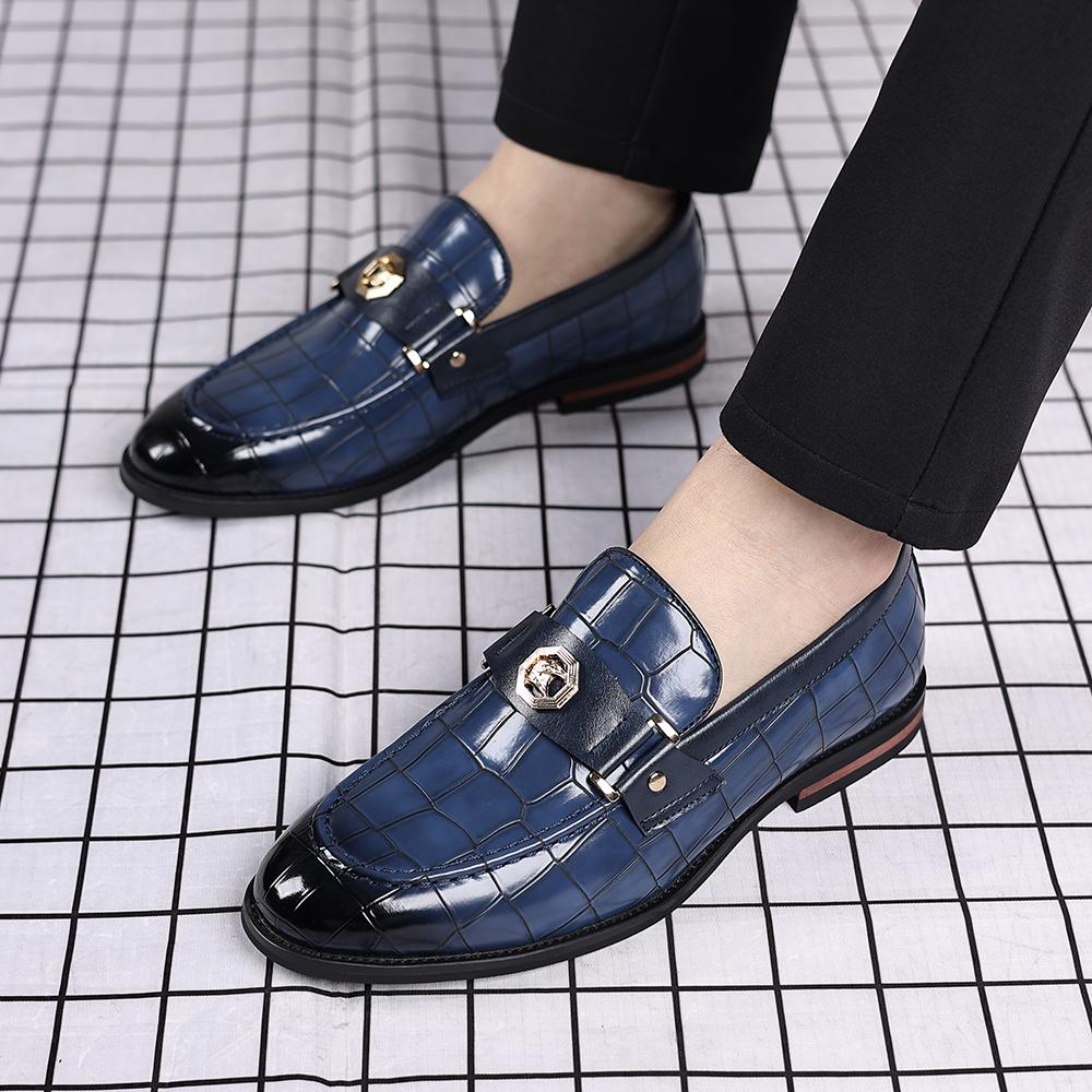 Tendenza Nuove Scarpe da Uomo in Pelle Verniciata con Motivo Coccodrillo Marca Designer Mocassini da Guida Scarpe Formali da Matrimonio Homecoming