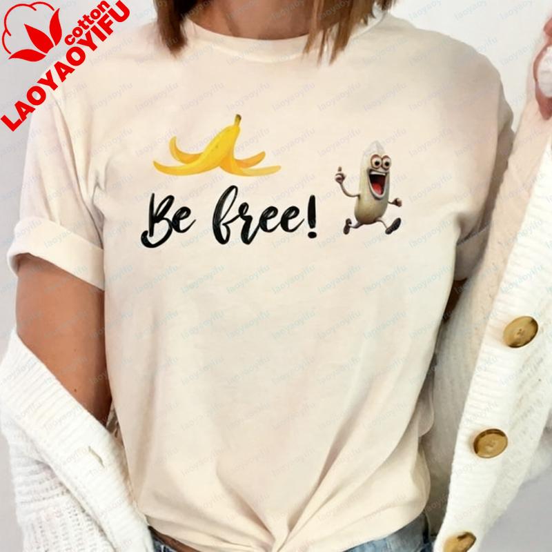 

Be Free Banana TShirt Funny Fruit Tee Oversized T Shirt Graphic T Shirts Shirts for Women Harajuku Y2k Top Vintage Kawaii Tee S