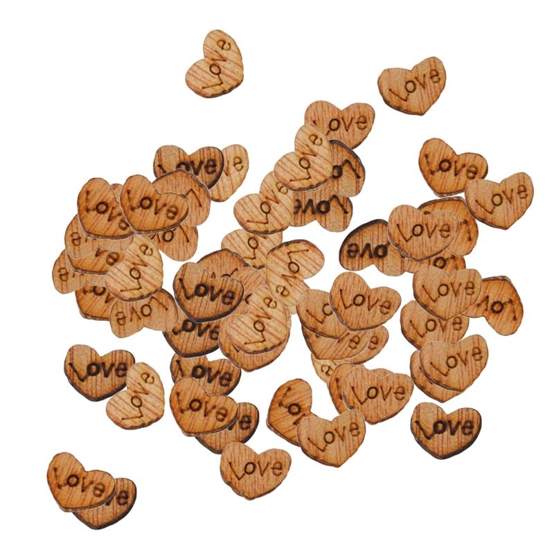 50pcs Love Rustic Love Heart Wooden Pieces Cutout Craft Wedding Decor