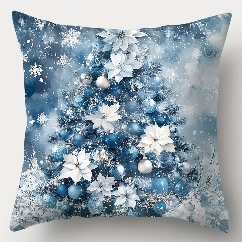 Christmas Theme Pillowcase Modern Style, Zipper Closure, Machine Washable, Polyester