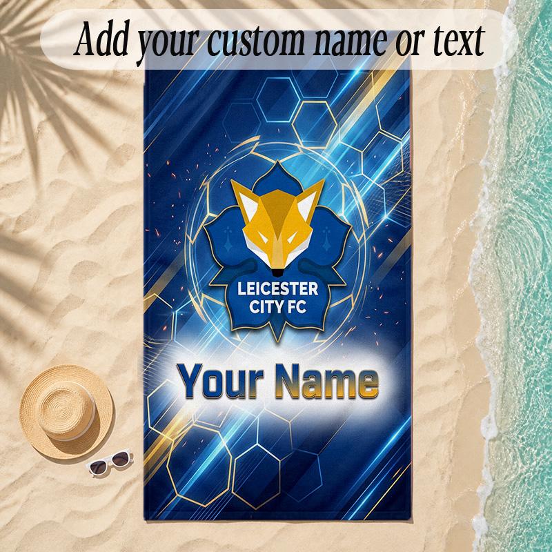 Beach TowelLeicester City Custom Name Text Personalized Soft Towel for Beach Pool Indoor Home Decor Gift