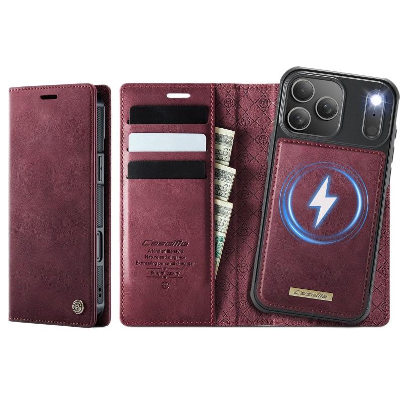 Magnetic Leather Wallet Case for iPhone 16/17 Pro Max (MagSafe Compatible)