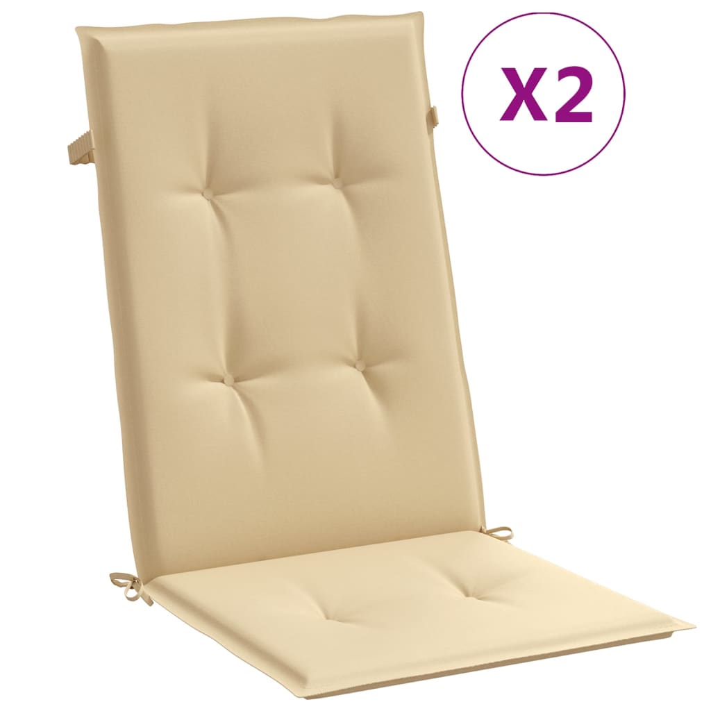 High Back Chair Cushions 2 Pcs Beige Melange 120 X 50 X 4 Cm Fabric
