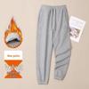 Women's Cream Fleece Sweatpants, Casual Loose Fit, Thickened for Autumn/Winter, Elastic and Warm Joggers, 420g.
