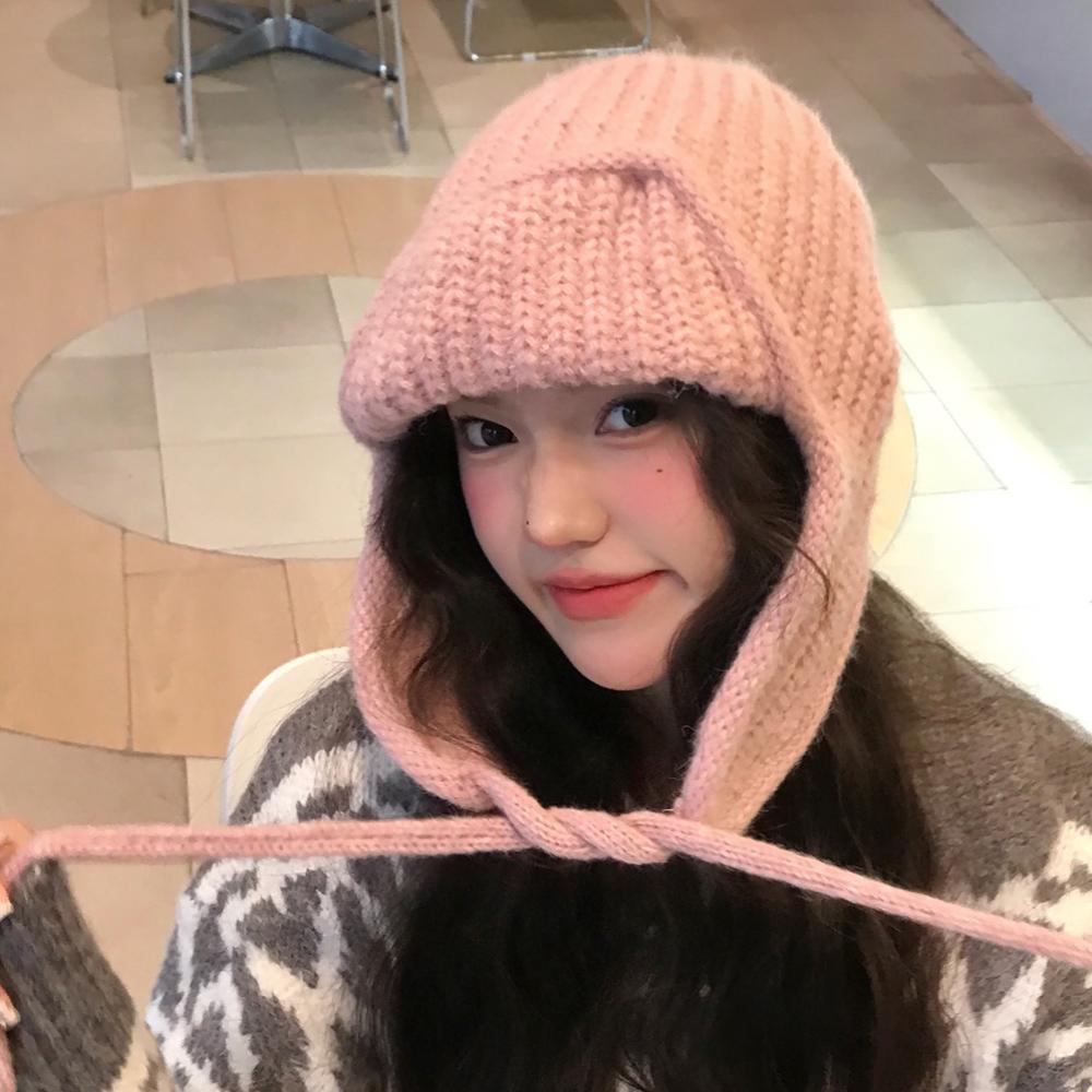 Winter Warm Knitted Hat Women Earflap Beanie Super Soft Thickened Windproof Cold Weather Fashion Cap for Autumn Thick Hats