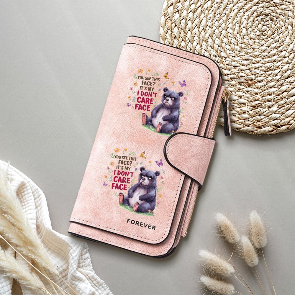 Cute Grumpy Bear Print Long Wallet Fashion Casual Portable Card Holder Purse