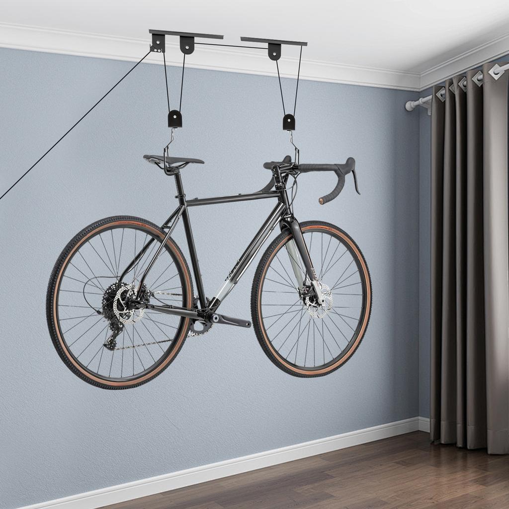 Bicycle Suspension Frame (1 Hanger+2 Multifunctional Hanging Ropes), Mountain Bike Wall Display Rack, Bicycle Storage Elevator