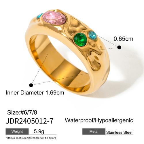

Youthway Waterproof 18K Gold Color Geometric Stainless Steel Smooth Chubby Star Ring Bijoux Femme New Zircon 6