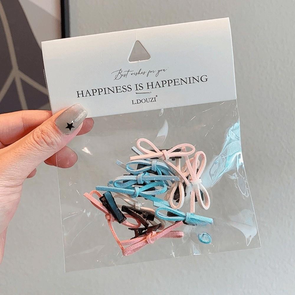 10pcs Dopamine Mini Sided Clips Bow Knot Braided Headwear Sweet Dopamine Hair Pins Hair Accessories