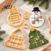 Cake Chocolate Decorating Tools Christmas TicTacToe Cookie Cutter, Snowman Tree Shaped Mold for Holiday Bakery Equipment Home Baking, DIY Biscuit