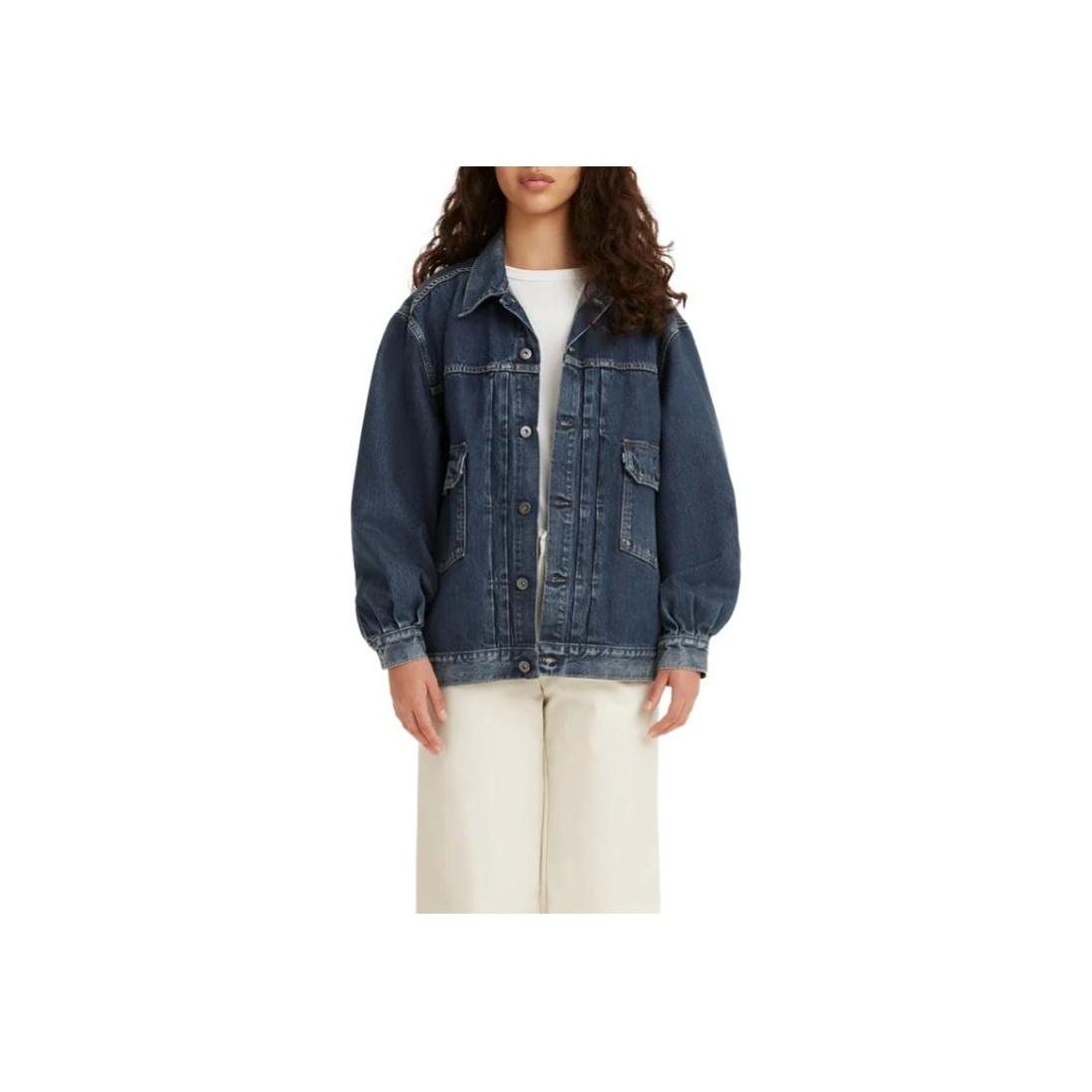 Levis Куртка женская приталенная с карманами, длинным рукавом, однобортная, синяя A2112-0003 S