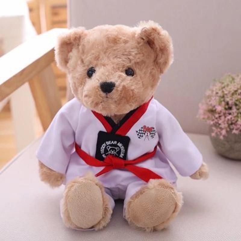 Wholesale Taekwondo Teddy Bear Plush Toy Martial Arts Gift With Logo Rose Velvet Filling 30cm