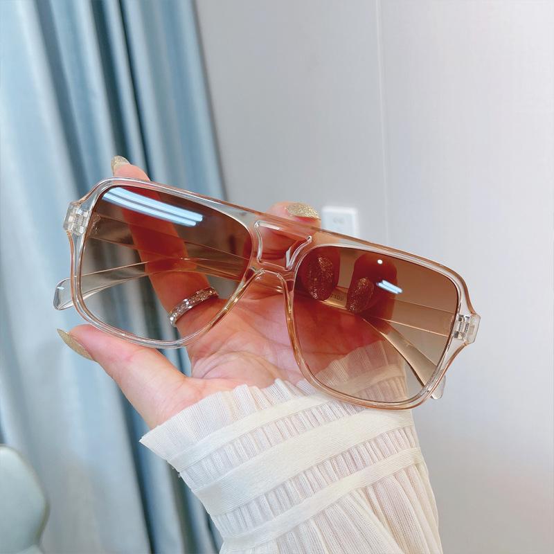 New Women Men Square Sun Glasses Retro Polygon Sunglasses Female Vintage Fashion  Double Beam Eyeglasses