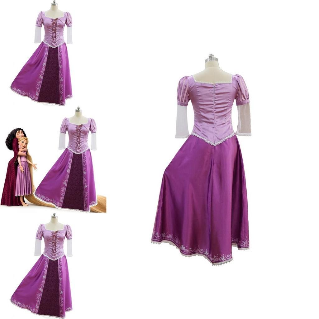 Light Purple Tangled Rapunzel Cosplay Dress With Puffy Sleeves And Padded Design