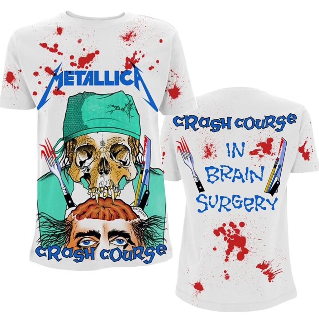 New Metallica Rock Metal Band Retro Skeleton Reaper 3D Neutral Tshirt Street Wear Short Sleeve Round Neck Shirt Mens Wear