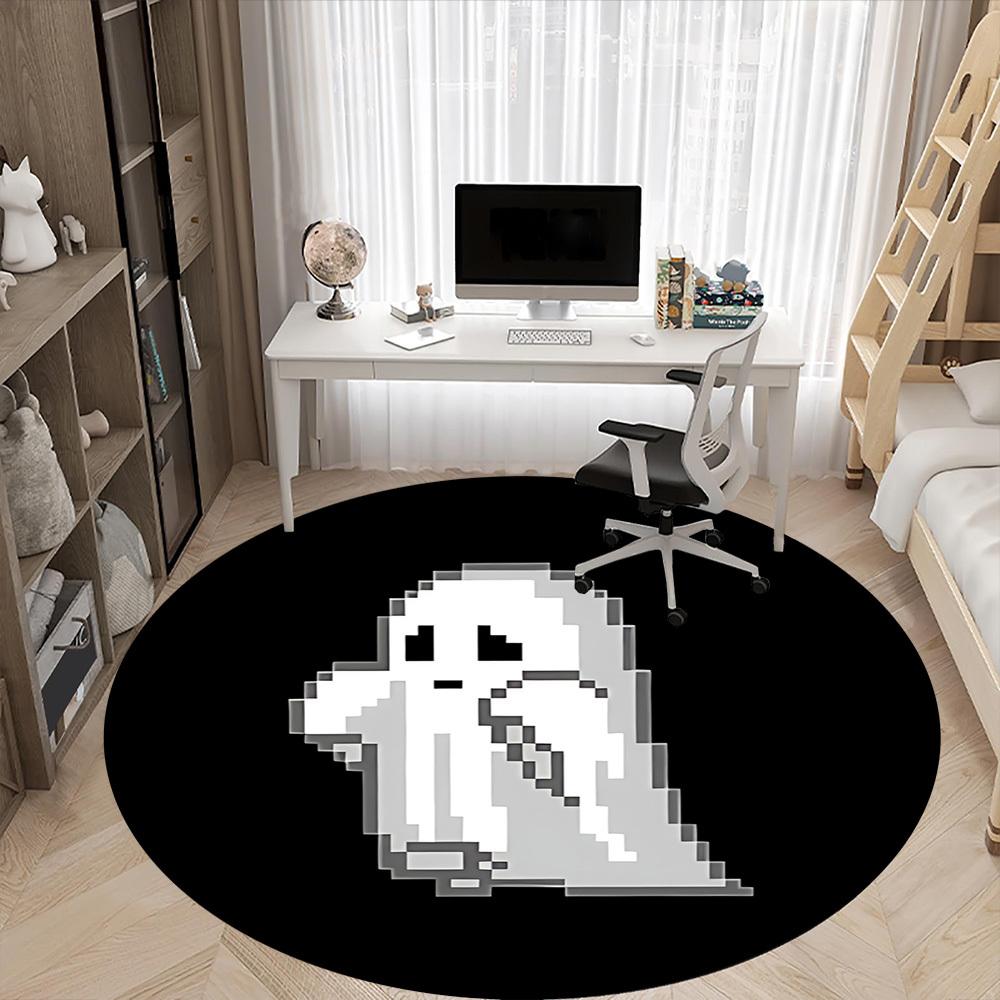 1pc Ghost Spirit Office Round Area Rug, Mat Suitable For Office, Under Office Chairs Bedroom Living Room Home Decor, Room Deco