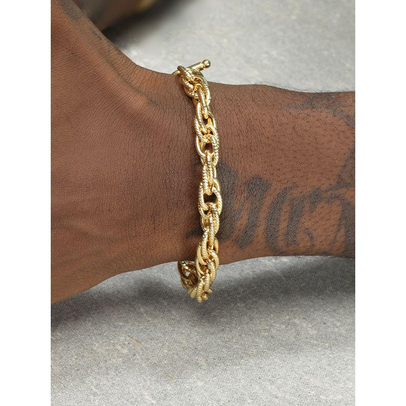 

GRGR 14K Gold Hip Hop European and American Style Titanium Steel Bracelet 22 cm