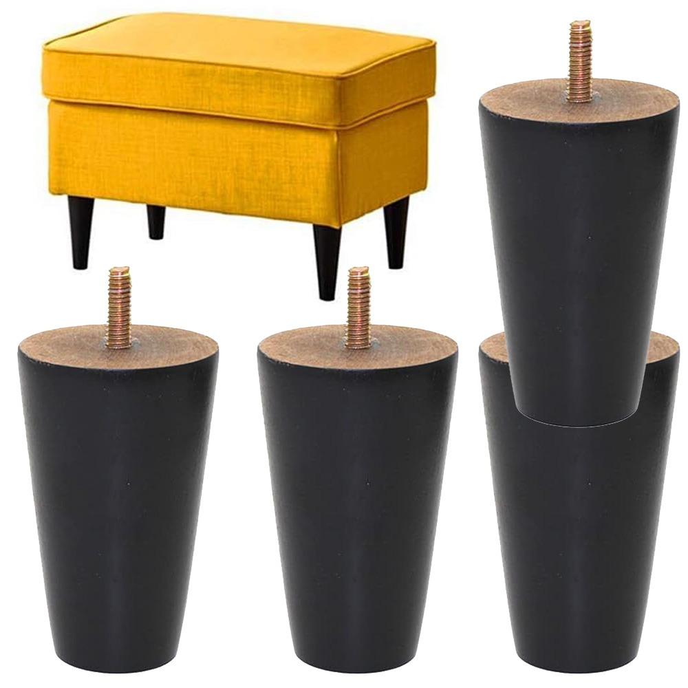

Black Round Solid Wood Sofa Couch Chair Ottoman Loveseat Table Dresser Cabinet Furniture Legs Wooden Furniture Feet