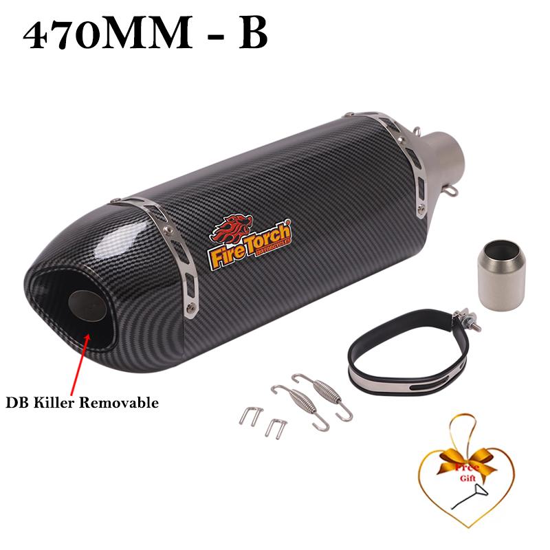 470MM 570MM Universal Motorcycle Exhaust Pipe DB Killer Muffler For Honda PCX125 150 Z900 R6 TMX530 CB500 R1 Tenere700 XTZ700