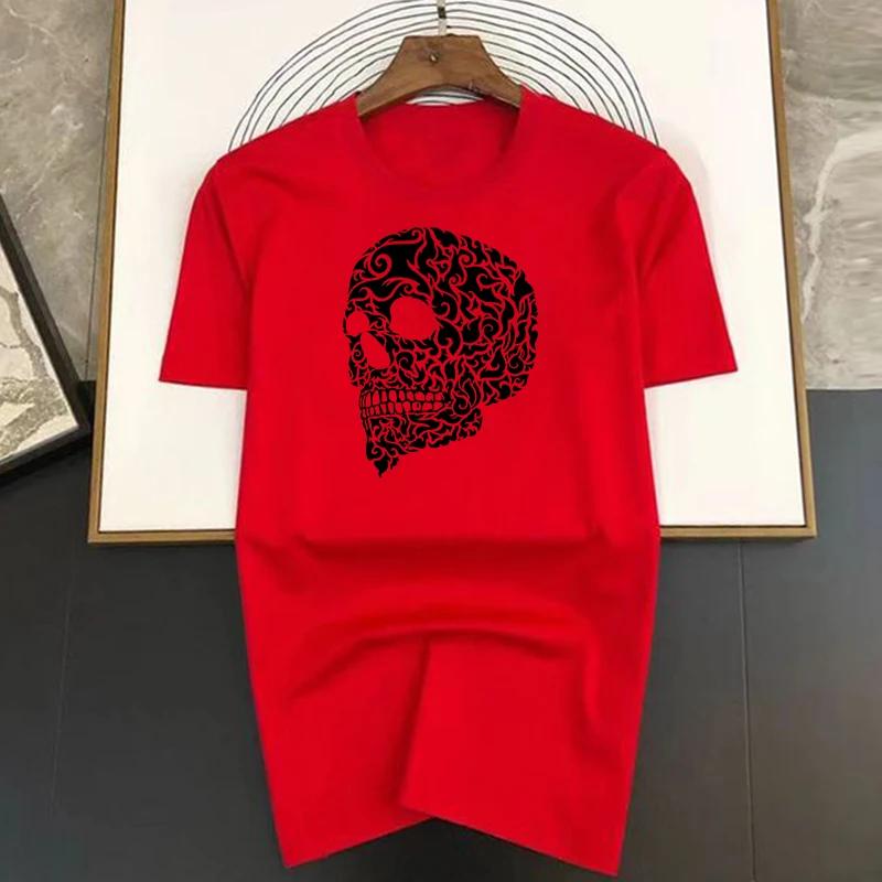 Summer Harajuku Fragment Skul Print Funny T Shirt Men Graphic T-shirt Short Sleeve Casual White Tops Tee Women Fashion Clothing