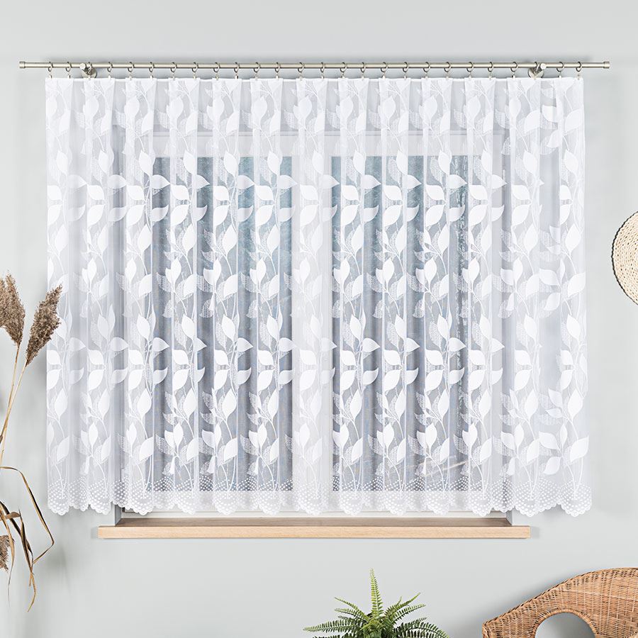 Martyna - Tenda Jacquard Pronta con Orlo Dritto - 400X160 Cm - Bianco