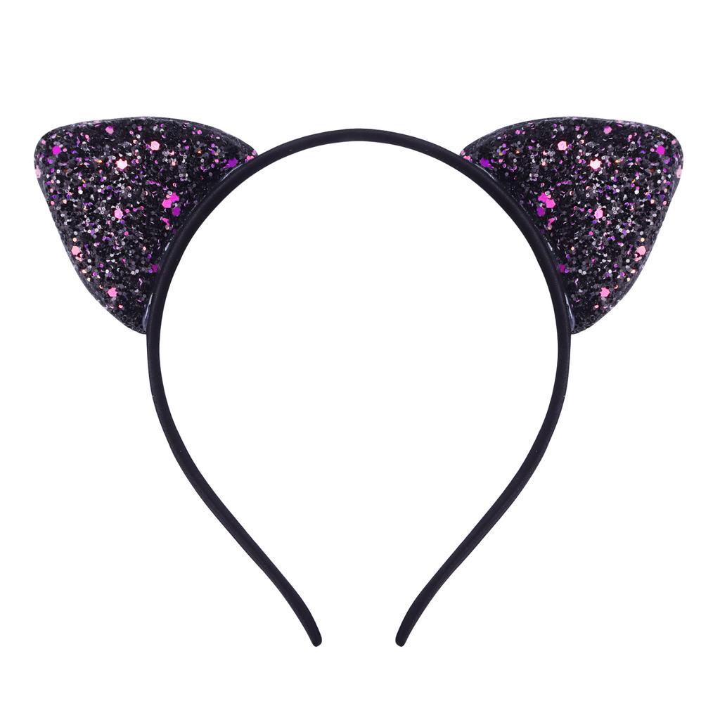 Glitter Cat Ears Headband Kitty Headband for Girls and Women Sparkly Hair Metal Hoop Shiny Hairbands Hair Accessories for Daily