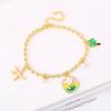Gold-Plated Starfish Coconut Tree Flower Copper Bead Chain Bracelet Fashion for Women Girls Party Vacation Beach Jewelry Gift