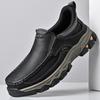 Men's Four Seasons Leather Slip-On Loafers: Thick Sole, Wear-Resistant, Casual Outdoor Shoes