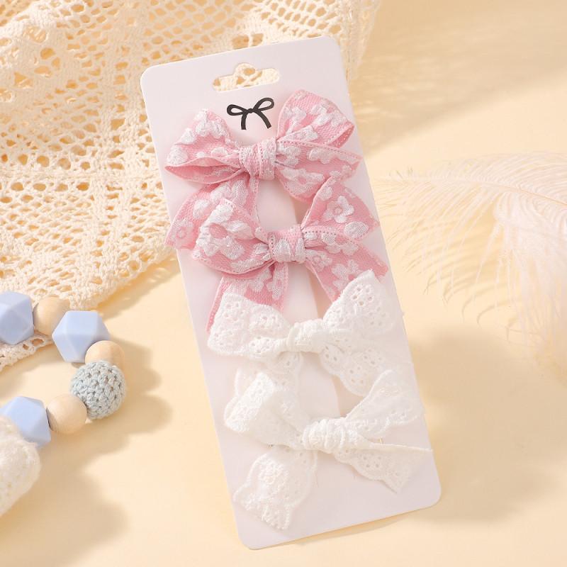 Simple Bow Hairpin Set, Four-Piece Set Of Children'S Hair Accessories, Fabric Hairpin Set, Baby Headgear 5135.