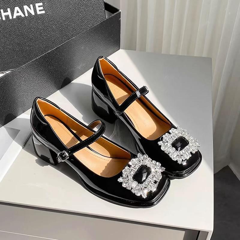 2024 women Autumn New Style Luxury Rhinestone Brand Design Female Mary Jane Shoes Elegant Banquet Party Women High Heels Zapatos